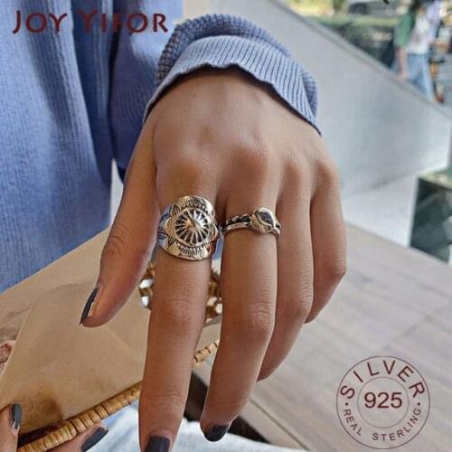 925 Sterling Silver Punk Hiphop Rings for Women Couples New Fashion Vintage Handmade Thai Silver Party Jewelry Gifts