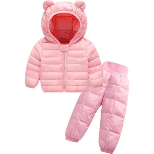 Winter Warm Baby Boys Girls Clothing Set Down Jacket And Down Pants 2 Pcs Suits Kids Hoodies Coats Children Outerwear Clothing
