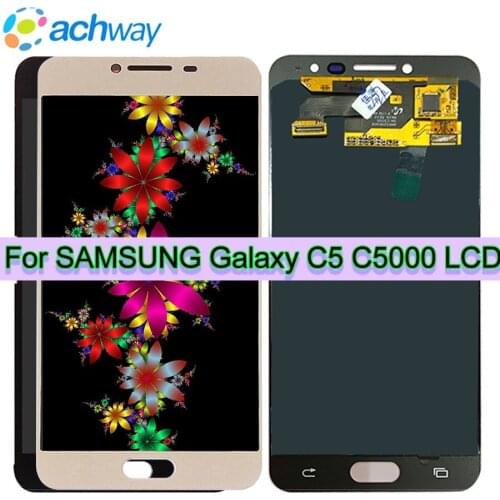 100% Work Super AMOLED Screen For Samsung Galaxy C5 C5000 LCDS Display Touch Screen Digitizer Assembly Replacement Free 9in1Tool