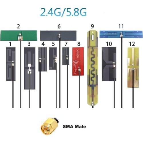 2.4G 5G 5.8G dual band internal FPC PCB antenna wifi bluetooth patch built-in antenna SMA male connector RG1.13 13cm cable
