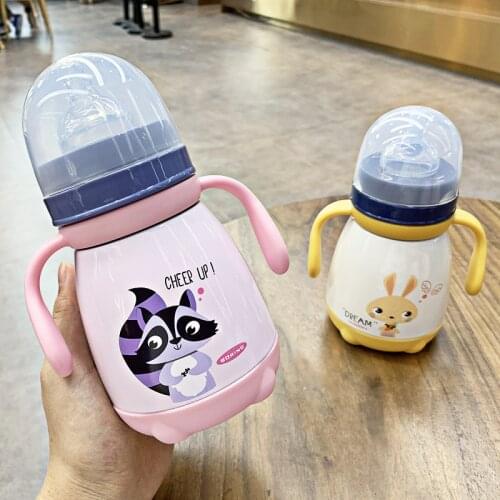 330ml Baby Feeding Cup with nipple Stainless Steel Insulated hot water Bottle leak-poof thermal Cup Milk Thermos for Children