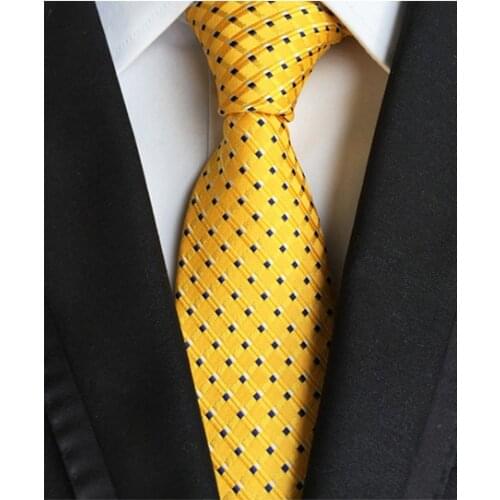 8cm High Quality Woven Ties Gold Yellow Unique Design Necktie for Wedding Party