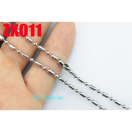 Stainless steel beads necklace 2.4mm bamboo joint chains with waist buckle ball chain fashion Jewelry parts 20pcs ZX011