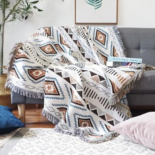 Bohemian Knitted Chair Lounge Blanket Bed Plaid Tapestry Bedspread Women Outdoor Beach Sandy Towels Cape Throw Blanket