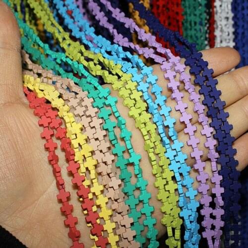 6~8mm Natural Stone Hematite Loose Beads Candy Colors Matte Cross Fashion Jewelry Making DIY Necklace Bracelet Accessories 15