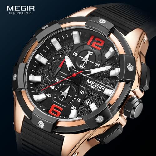 MEGIR Luxury Brand Men Silicone Sports Watches 2020 Fashion Army Watch Man Chronograph Quartz Wristwatch Relogio Masculino 2161