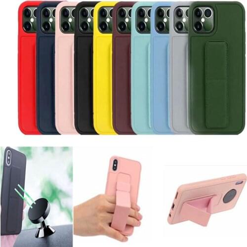 For Iphone 12 Mini 11 Pro XR XS Max 8 Plus 7Plus 7 SE 2020 Wrist Strap Car Magnetic Kickstand Phone Case Shockproof Color Cover