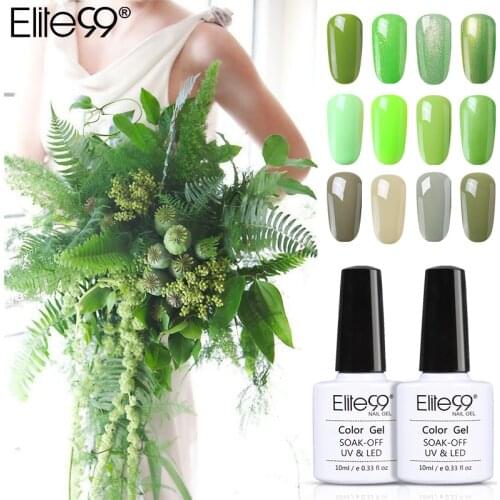 Elite99 10ml Nail UV Gel Polish Gold Glitter Nail Polish Manicure Pure Green Yellow Color Gel polish Gel For Nail Art Polish
