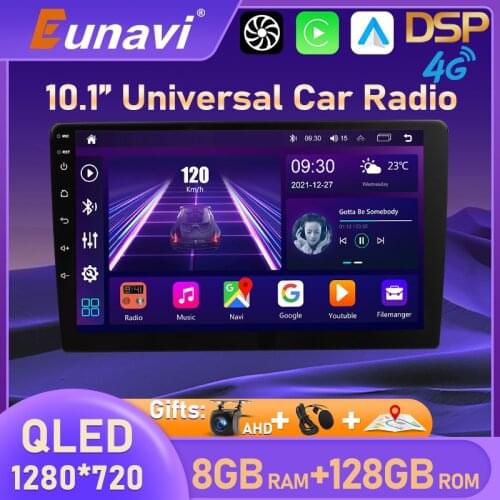 Eunavi 8 9 inch Android 10 Car Radio Stereo 2 Din Head unit Multimedia Video Player Universal 8Core DSP CarPlay GPS Navigation
