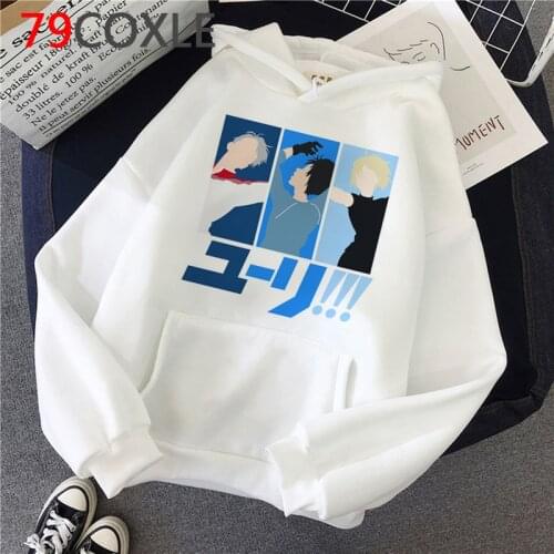 Hot Japanese Anime Yuri on Ice Hoodies Women Kawaii Hip Hop Winter Cartoon Graphic Streetwears Yaoi Unisex Sweatshirts Female
