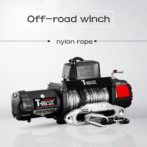 12v 12500 pounds nylon rope winch for off-road winch With wireless remote control