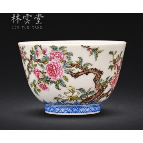 Lin Yuntang masters cup sample tea cup kung fu tea cups jingdezhen manual hand-painted famille rose tea cups