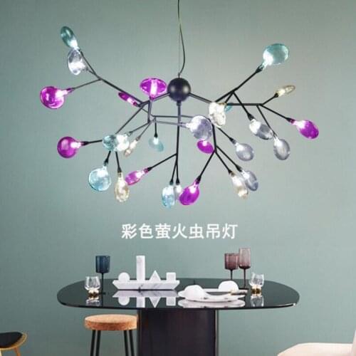 Firefly chandelier Nordic creative art living room lamp led bedroom restaurant chandelier stained glass chandelier led fixture