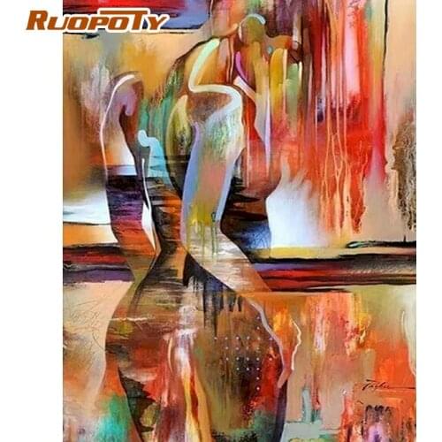RUOPOTY Oil Picture By Numbers Kits Diy Gift Colorful Abstract Woman Figure Paint Frame On Canvas Acrylic Drawing Wall Decor Cra
