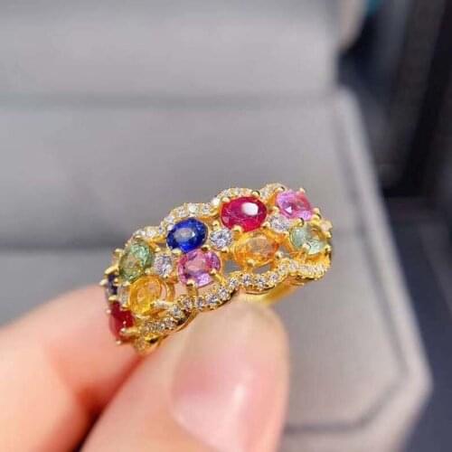 Natural Colour Sapphire/Candy Tourmaline Gemstone Ring Real 925 Sterling Silver Fashion Fine Charming Wedding Jewelry MeibaPJFS