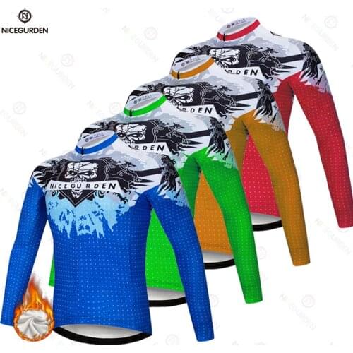 New winter warm fleece long-sleeved shirt cycling jersey men’s cycling jersey sports cycling windproof mountain bike sportswear