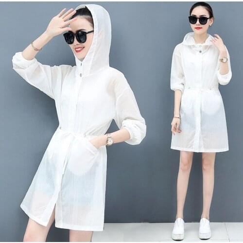 2021New Summer Sun Protection Clothing Women Hooded Jacket Loose Thin Tops Female Student Breathable Anti-UV Sunscreen Coat