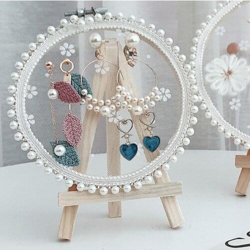16/18/2/23cm Lace Mesh Disc Jewelry Earring Storage Holder Ear Stud Insert Display Stand Lady Girls Vanity Tops Organizer Stand