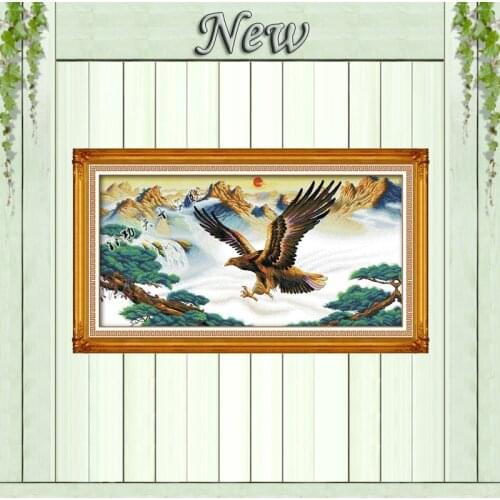 Eagle wings scenery sunrise painting counted printed on canvas DMC 14CT 11CT chinese Cross Stitch Needlework Set Embroidery kits