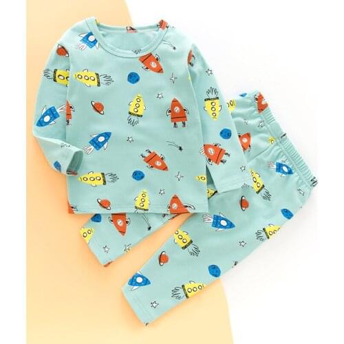 TUONXYE Boys Girls Pajamas Set Children Rockets Cotton Kids Long Sleeves Pijama Baby Sleepwear Clothing Nightwear