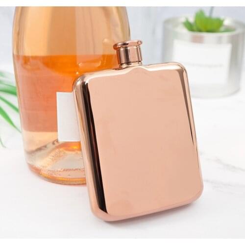 Portable Hip Flask Mini Liquor Whisky Flagon Rose Gold 6 Oz 304 Stainless Steel Round Hip Flask Color Ladies Wine Bottles