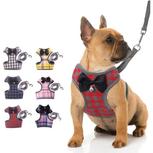 Dog Harness and Leash Set Cat Pet Puppy Harness Vest With Bowknot Mesh Padded For Small Dogs Chihuahua Yorkies Pug Pomeranian