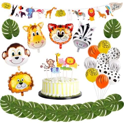 QIFU Animal Tableware Safari Jungle Birthday Party Decor Kids Green Forset Aniaml Party Supplies Wild One birthday Party Decor