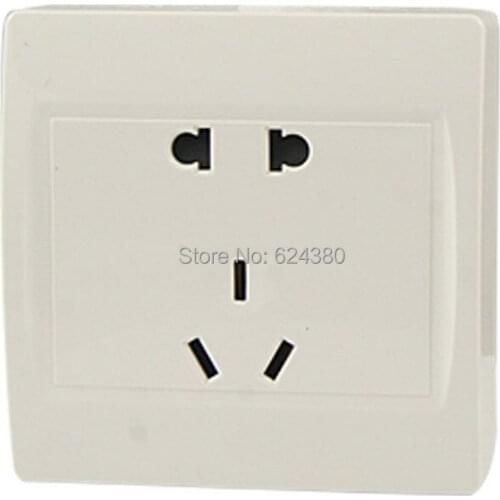 AC 250V 10A Three 3 Pin AU Outlet 2 Pin EU US Power Socket Two Gang Square Wall Plate Panel White 87mm