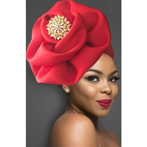 2020 Trendy Women Big Flower Turban Hat Fashion Muslim Hijab Caps Diamonds Head Wrap Ladies Bandana Hair Accessories Chemo Cap