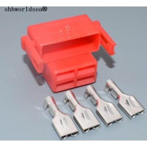 Shhworldsea 4 Pin 6.3mm car Female Harness Connector car Automotive Electrical Connector Cable Connector plug