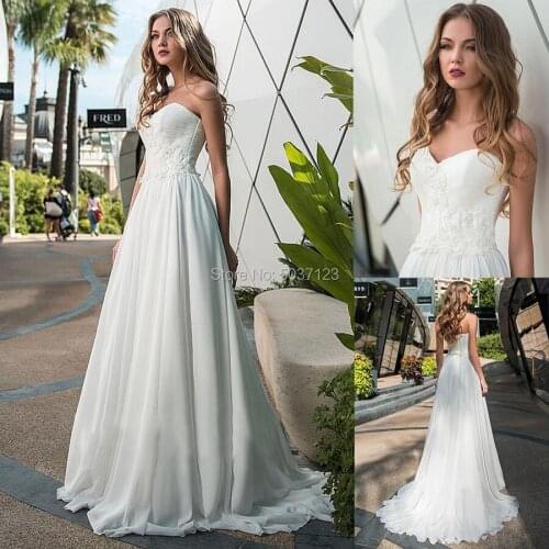 Modest Chiffon Sweetheart Neckline A-line Wedding Dresses robe de soiree Lace Appliques Floor Length Bridal Gowns Off Shoulder