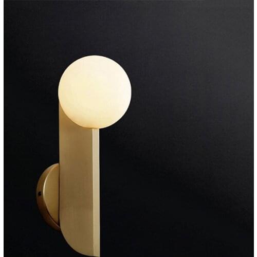 Modern Brass White Glass Ball Wall Lamp Mirror Front Wall Sconce Corridor Aisle Lighting Fixture LED Suspension Lamps WA017