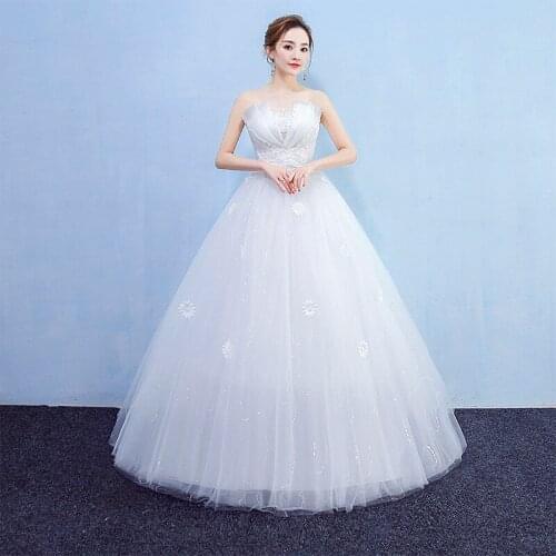 Wedding Dress Strapless Floral Print White Elegant Sleeveless Pleat Floor-Length Backless Plus Size Wedding Gowns For Women G311