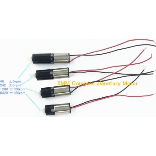 Extra small 6mm DC 1V 3V gear Coreless Hollow cup planetary reduction DC motor (Level 4 reduction ratio)