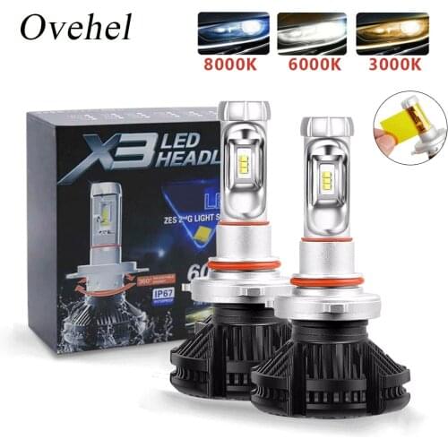 Car LED Headlights Bulbs 50W 6000LM X3 Headlamp Auto Car Light ZES H4 LED H7 H11 3000K 6000K 8000K HB3 9005 HB4 9006