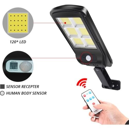 Outdoor Led Solar Lights 128 COB IPX5 Waterproof Smart Remote Control Street Lamp PIR Motion Sensor Security Wall Lights