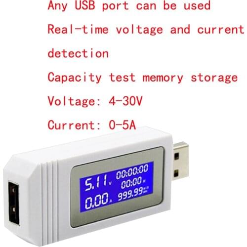 Usb Voltage And Current 4-30V Power Cpacity Timer Charging Tester Digital Monitor Cut-Off Support Mobile Phone Fast Charging