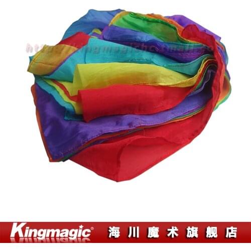 Rainbow Silk Streamer (45CM*1000CM) Silk Fountain Waterfall Silk Magic Ultra-thin silk scarf magic props magia