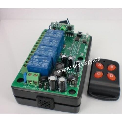 Factory Price Wide Rang Voltage 85V~220V 10A 4CH Channel RF Wireless Remote Control System Receiver & Transmitter 315-433MHZ