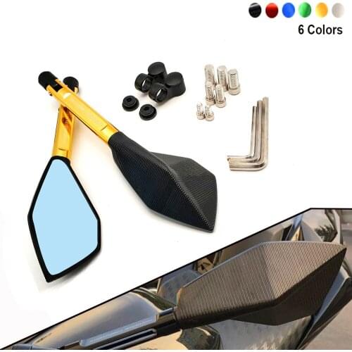 Universial Motorcycle Rearview Mirrors Handle Bar End Side Blue Retrovisor For BMW r 1200 rt R1200S R1200ST S1000R Ducati SS750