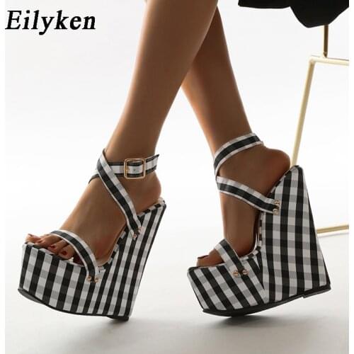 Eilyken Super High Women Summer Wedge Sandals Female Platform Fashion High Heel Sandals Ankle Strap Open Toe Ladies Shoes