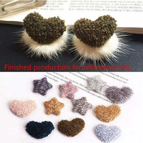 Winter style 30pcs/lot color Cotton thread decoration cartoon hearts/stars shape flatback Cloth buckle charms diy jewelry making