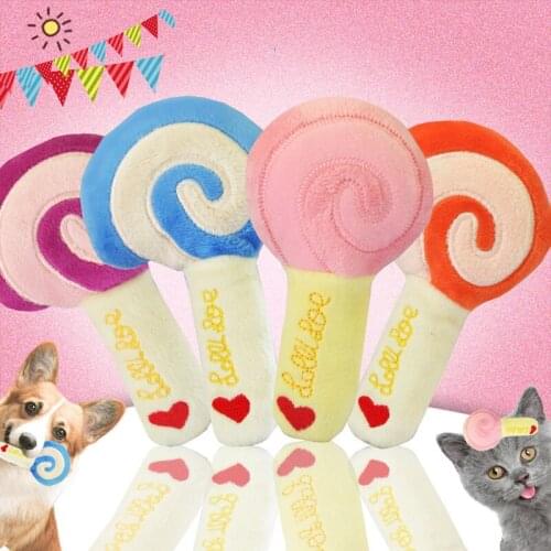 1/pc Pet Products Sounding Dog Toy Squeaky Sound Toys Cute Lollipop Design Dog Accessories Squeaker Plush Stuffed Chew Toys