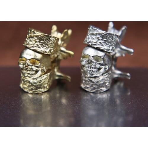 3PCS/Set Brass Mini Skull Head Spine Bones Knife Bead Lanyard Pendants Jewelry EDC Outdoor Tool DIY Paracord Bracelets Accessory