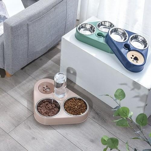 Cat Bowl Automatic Pet Feeder Drinking Bowl Stainless Steel Puppy Feeding Water Dispenser for Small Large Dog Cat 500ML 3 in 1