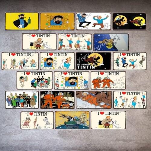 30x15cm love vintage cartoon tintin metal sign board for wall art kids room shop cinema home crafts decoration