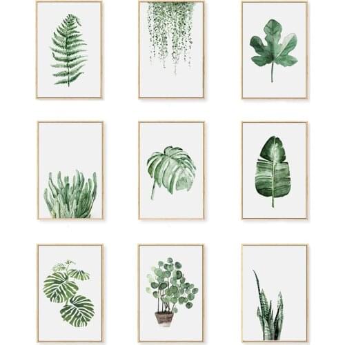 Watercolor Plant Leaf Canvas Poster and Print Wall Art Paint Home Decoration Mural Living Room Spring Decoration Painting