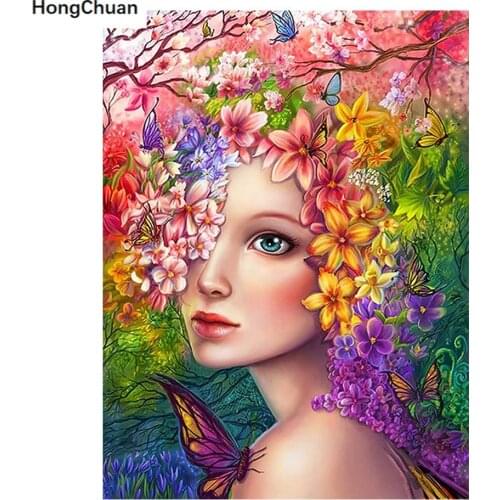 New DIY 5D Square/Round Diamond Embroidery Tribal Flower Girl Mural Diamond Painting Cross Stitch Mosaic Home Decoration Gift