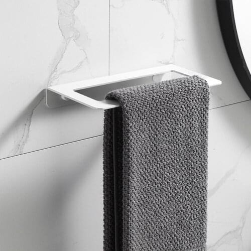 Aluminum Single-layer Wall Mounted Punch-free Bathroom Towel Rack Holder Hanging Shelf