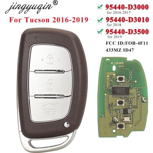 Jingyuqin 95440-D3000 3 Buttons 433MZ ID47 Chip 2016-2017 Car Keyless for Hyundai Tucson Smart Auto Key KeylessGo Fob